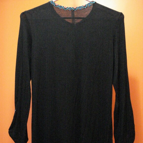 Multicolor Geo Print 3-Quarter Sleeve Top for casual wear. Polyester/Rayon. - Picture 6 of 8